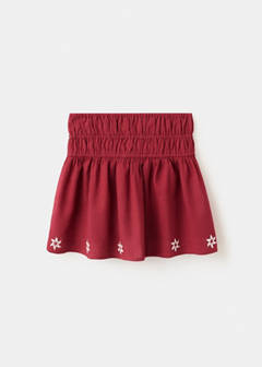 Embroidered floral skirt — Burgundy 4