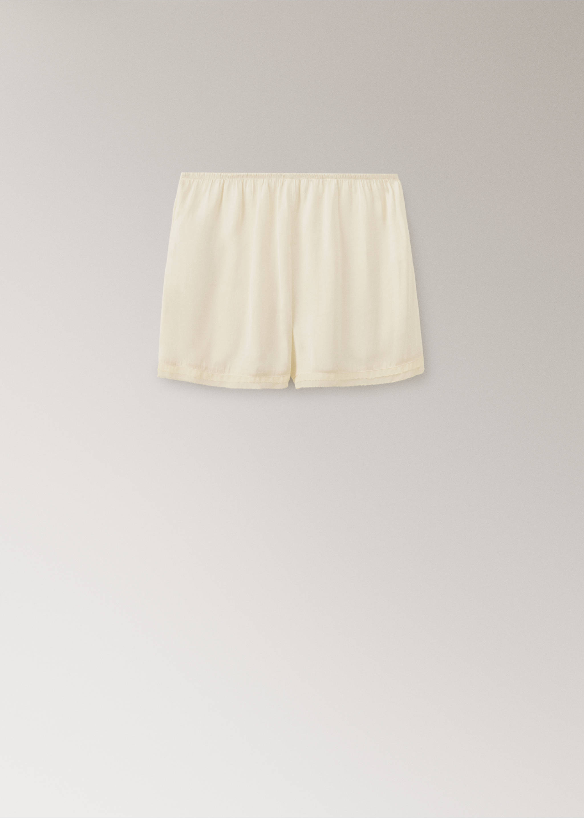 Short pyjama satiné en dentelle - Article sans modèle, Ivoire. Ref: 37061430-00.