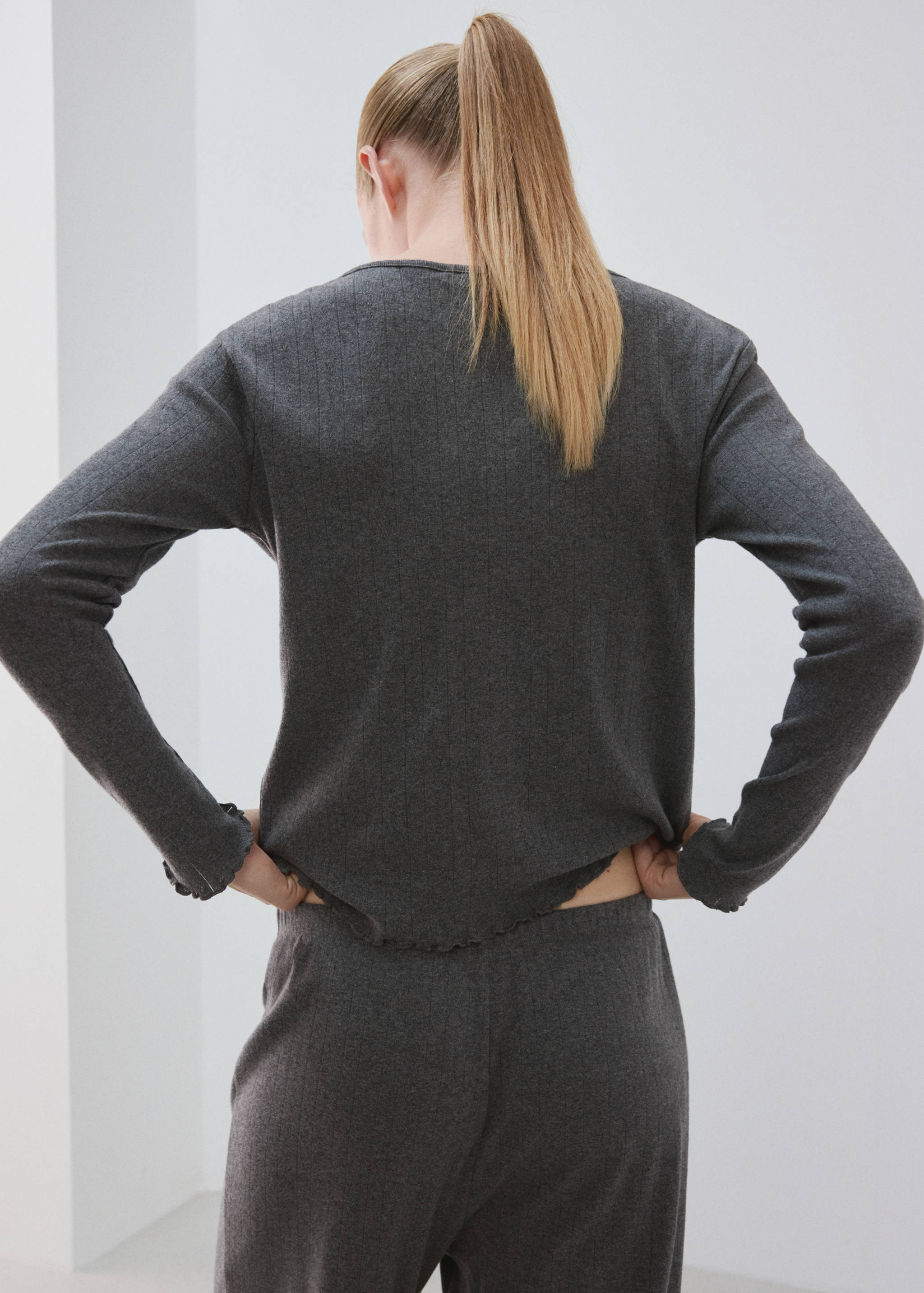 Cardigan de pyjama en coton ajouré - Verso de l’article