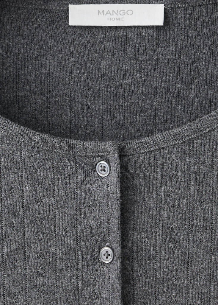 Open-knit cotton pyjama cardigan — Grey