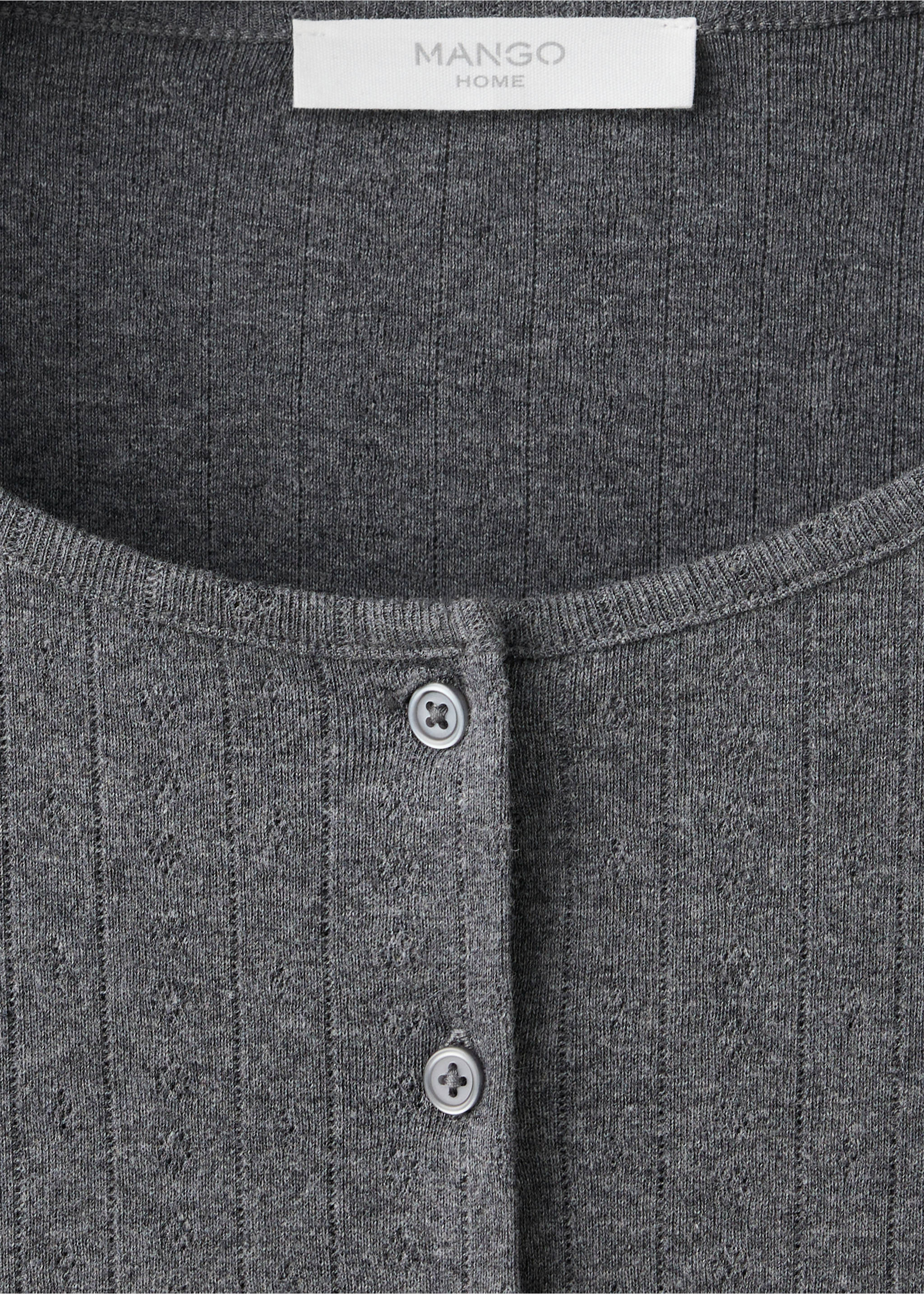 Cardigan de pyjama en coton ajouré - Détail de l'article 8, Gris. Ref: 37061431-00.