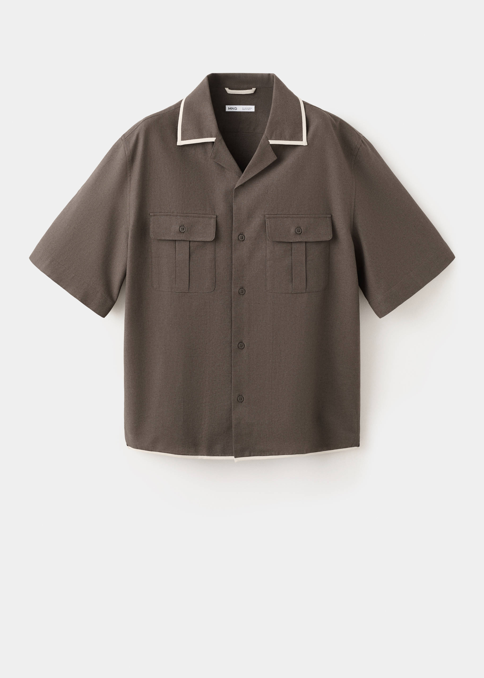 Camisa cotó lli coll bowling - Article sense model