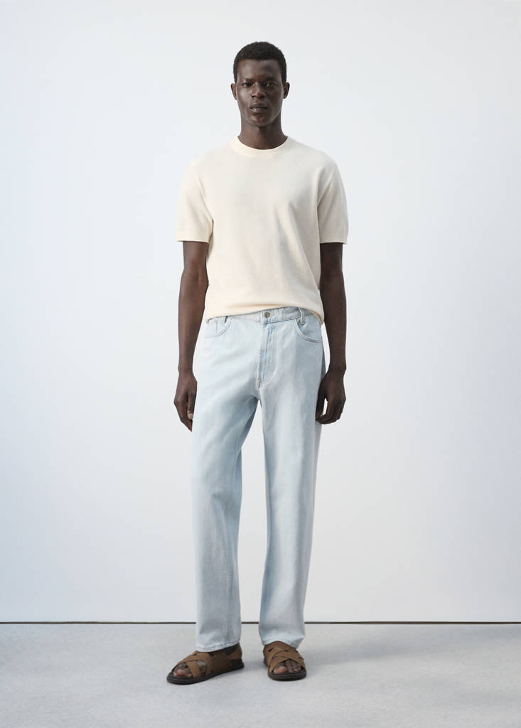 Fine knit cotton blend T-shirt — Ivory White
