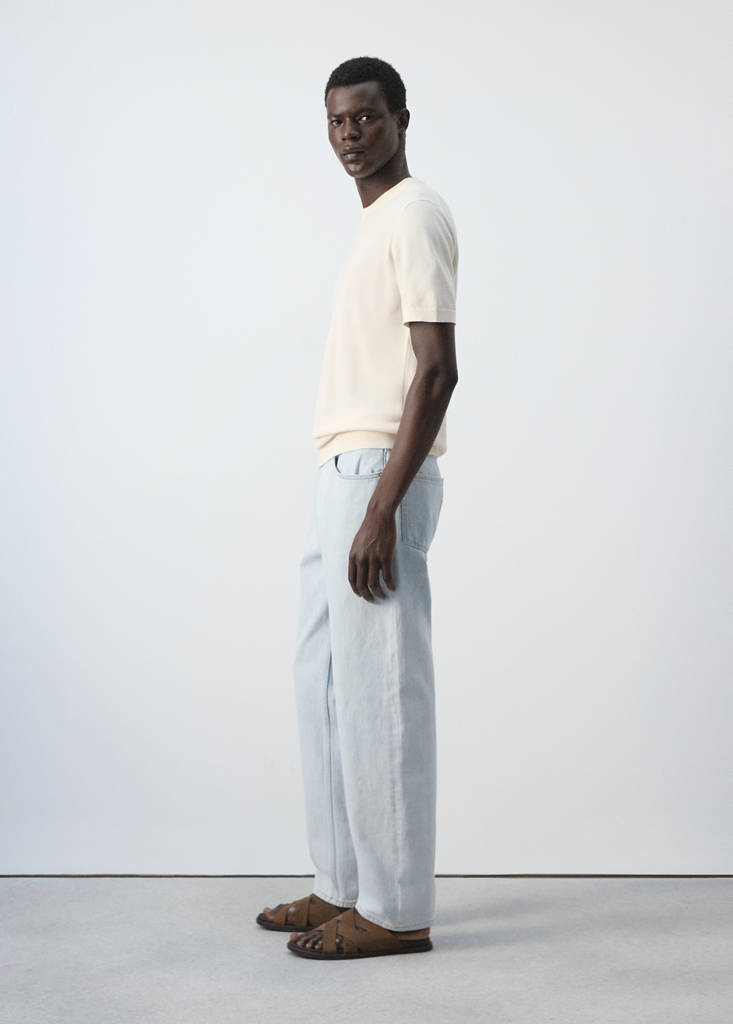 Fine knit cotton blend T-shirt — Ivory White