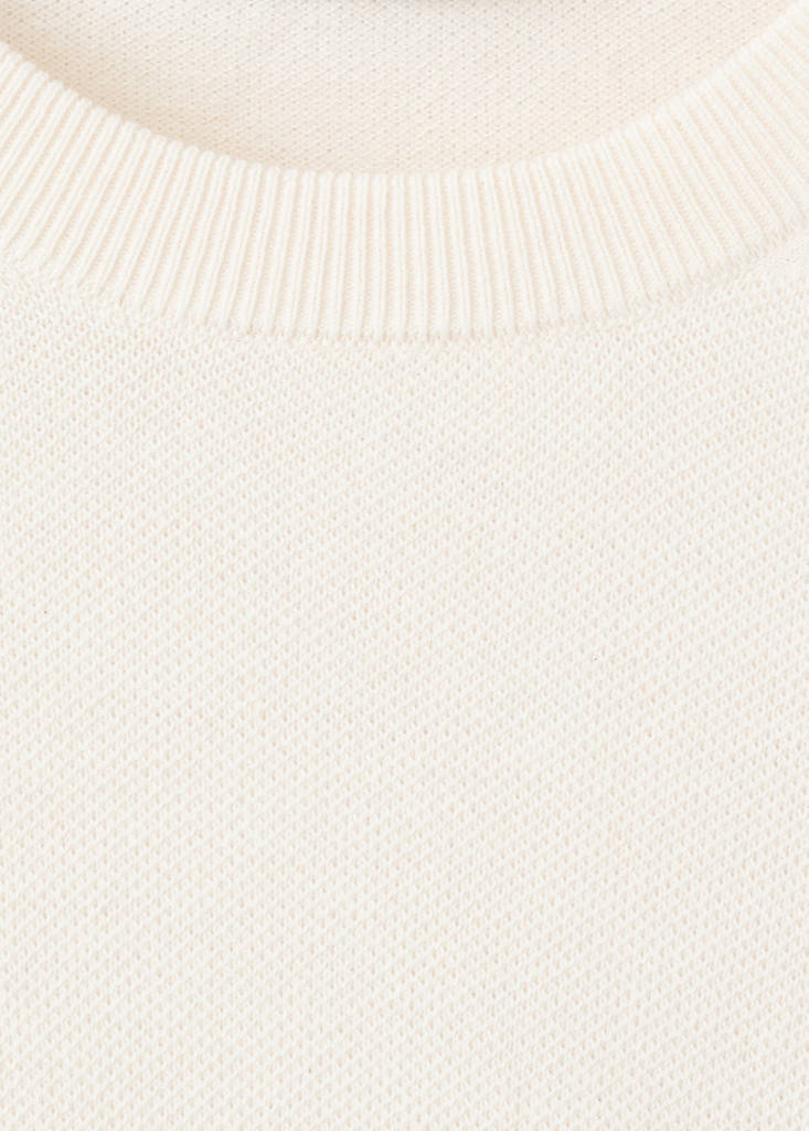 Fine knit cotton blend T-shirt — Ivory White