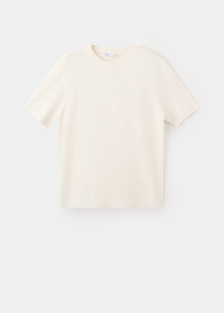 Fine knit cotton blend T-shirt — Ivory White