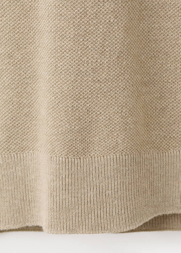 Fine knit cotton blend T-shirt — Beige