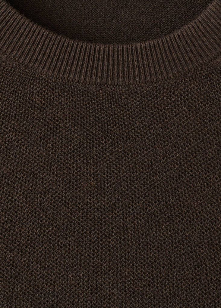 Fine knit cotton blend T-shirt — Brown