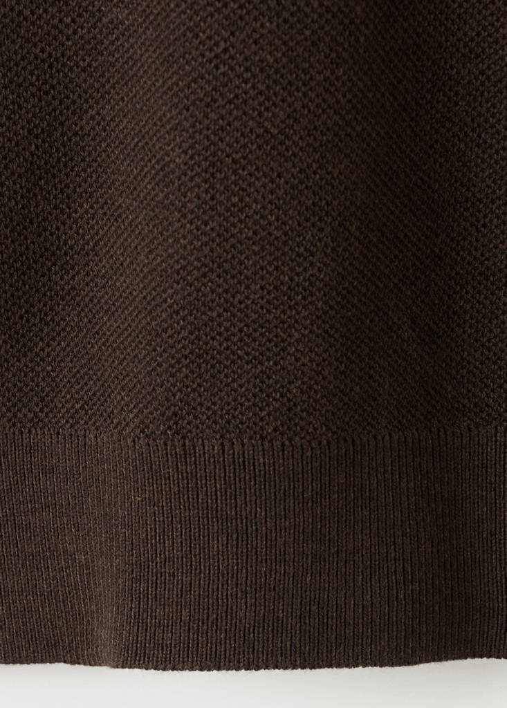 Fine knit cotton blend T-shirt — Brown