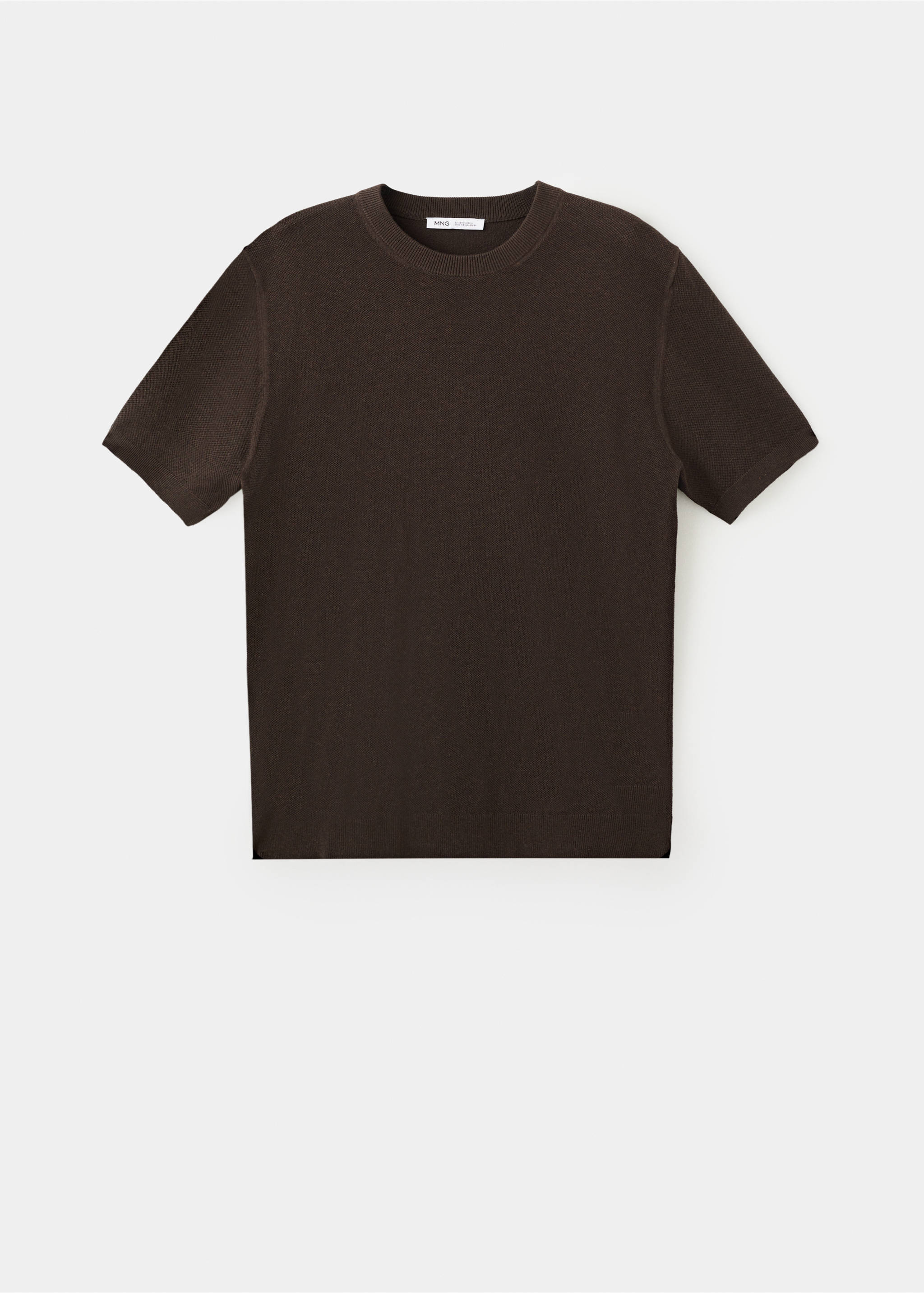 Regular fit t-shirt i trikå - Artikel utan modell, Brun. Ref: 37061436-00.