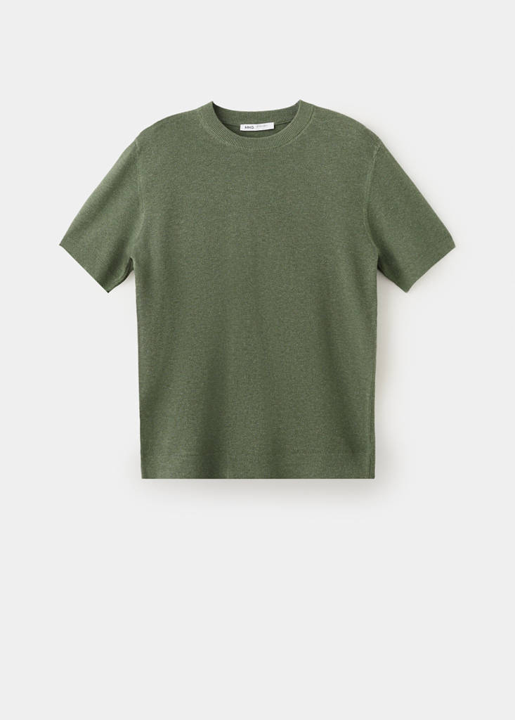 Fine knit cotton blend T-shirt — Forest Green