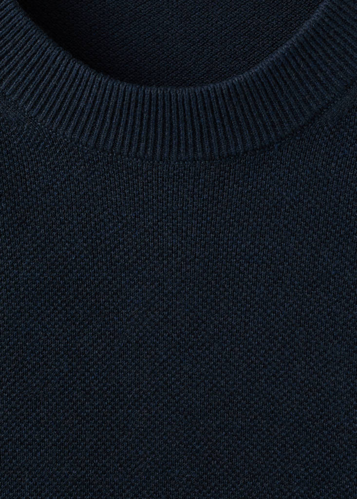 Fine knit cotton blend T-shirt — Navy
