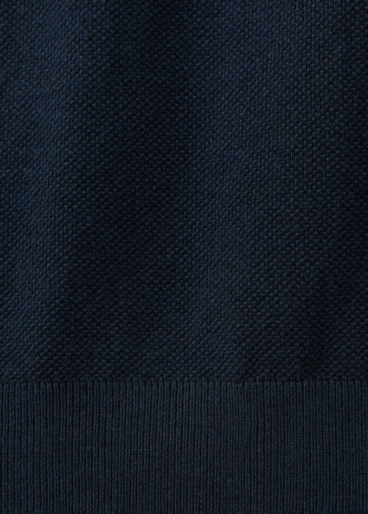 Fine knit cotton blend T-shirt — Navy