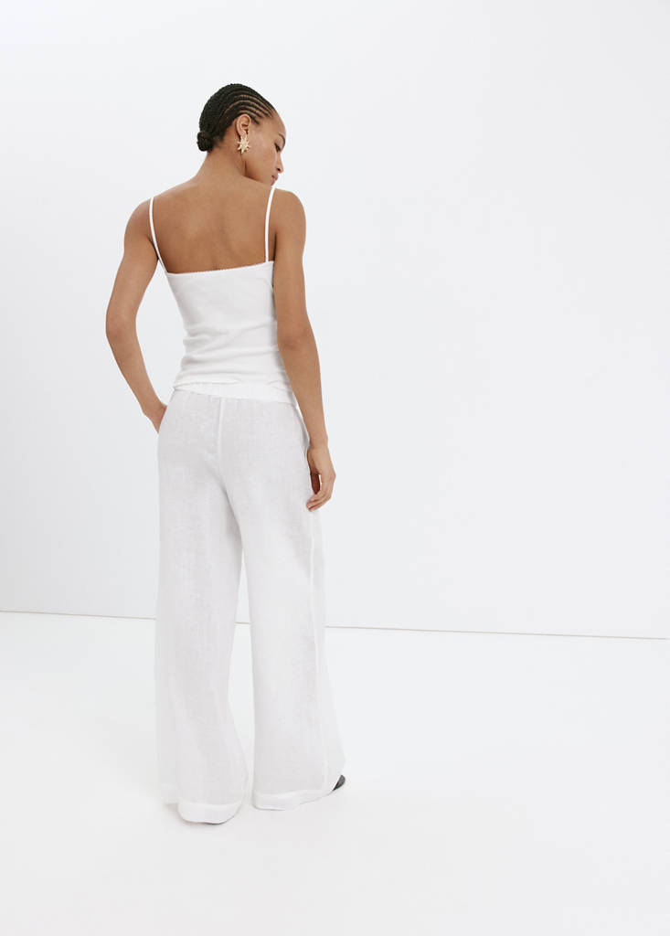 Linen wide-leg trousers — White