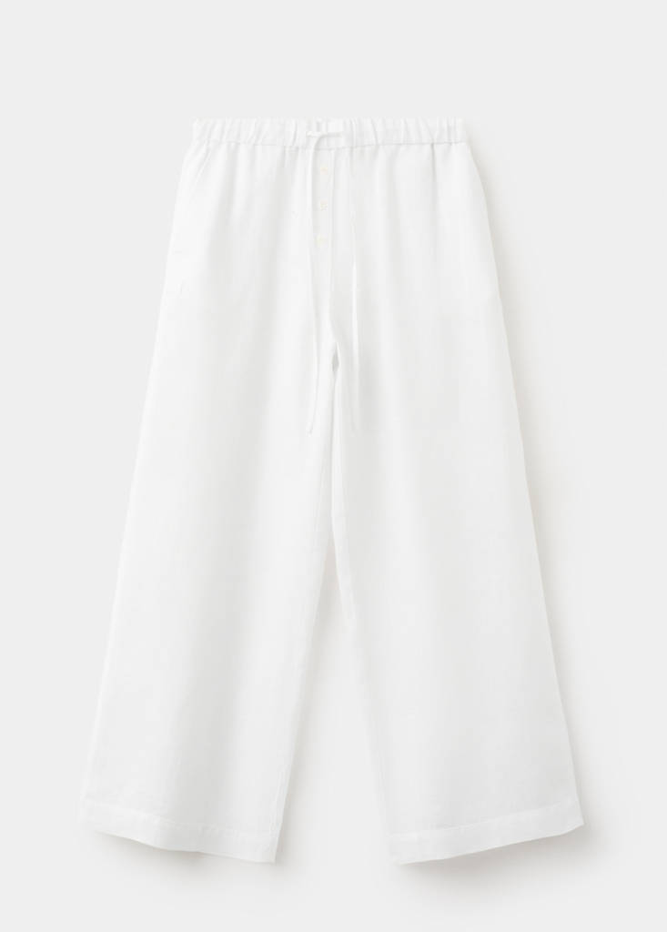 Linen wide-leg trousers — White