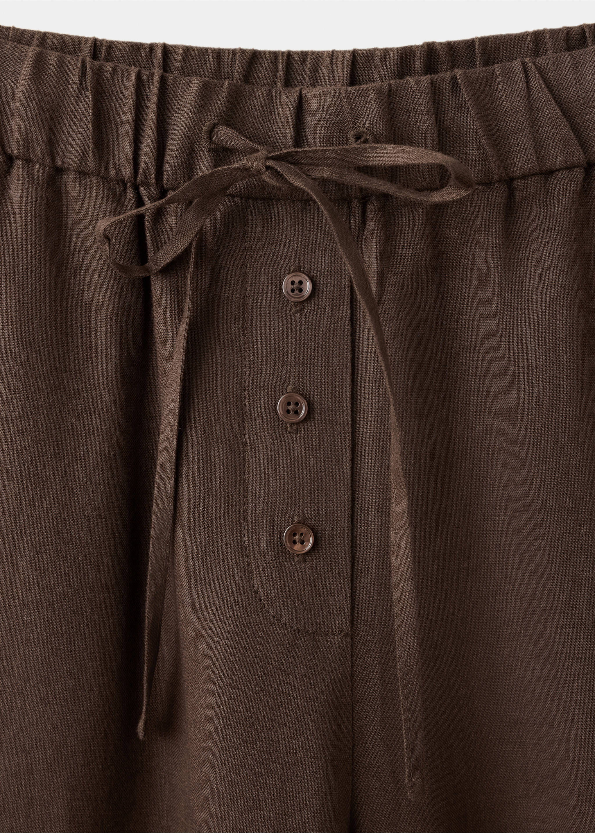 Linen wide-leg trousers - Details of the article 8, Chocolate. Ref: 37061437-00.