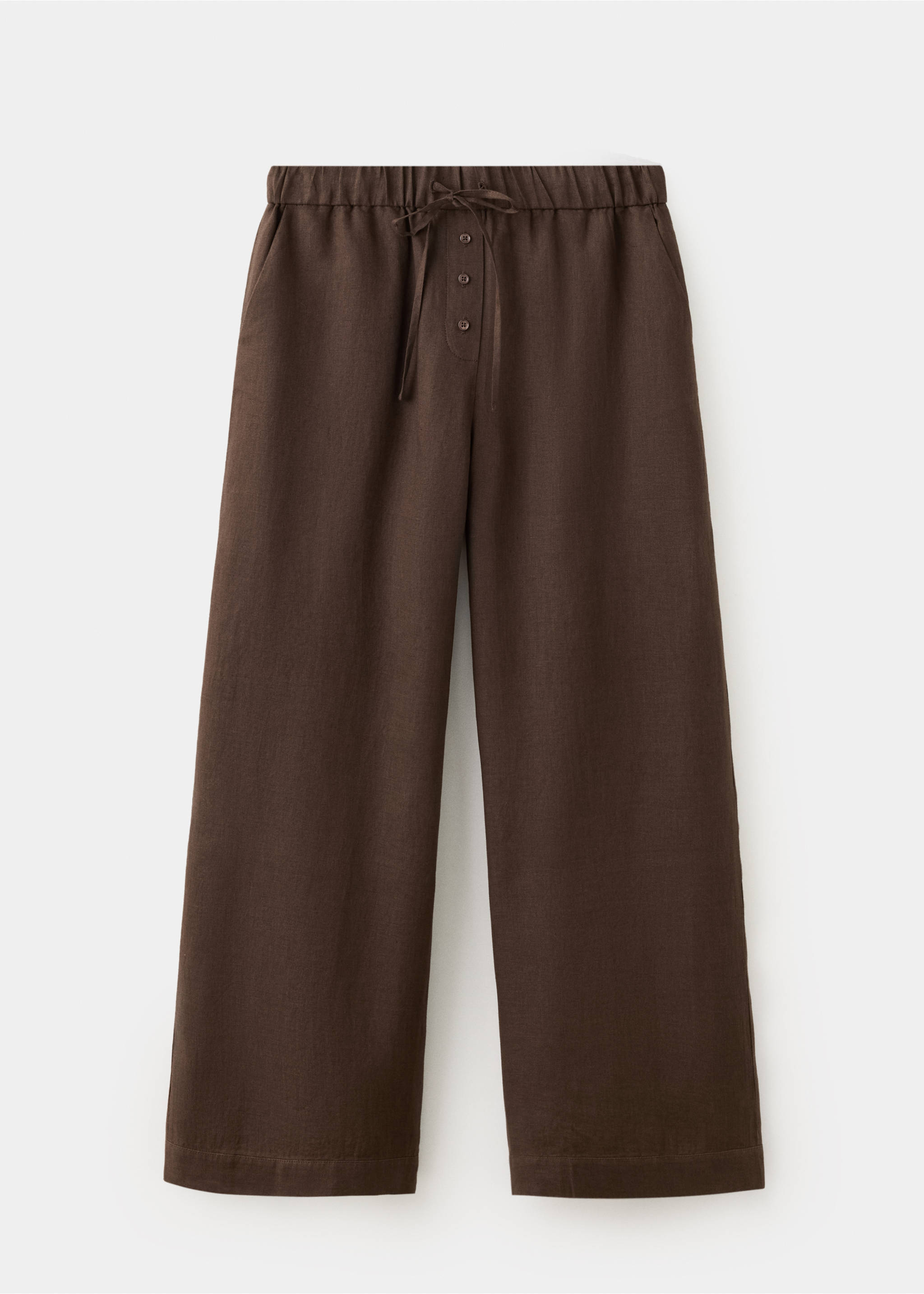 Linen wide-leg trousers - Article without model, Chocolate. Ref: 37061437-00.