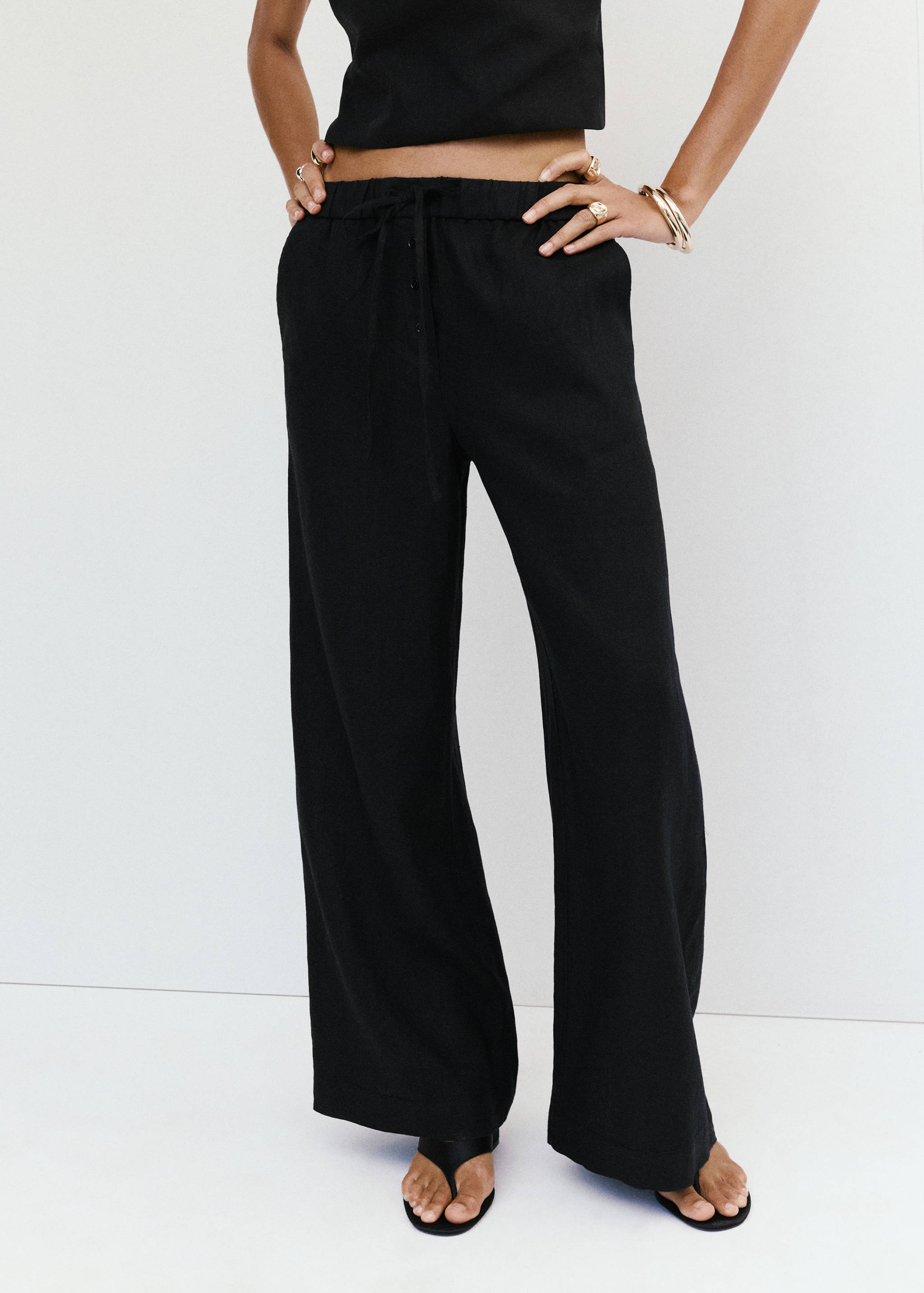 Wide leg linen trousers - Medium plane