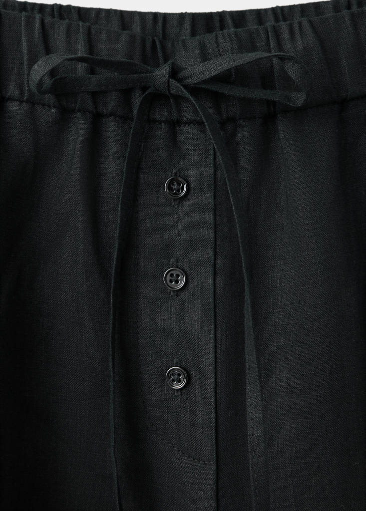 Linen wide-leg trousers — Black