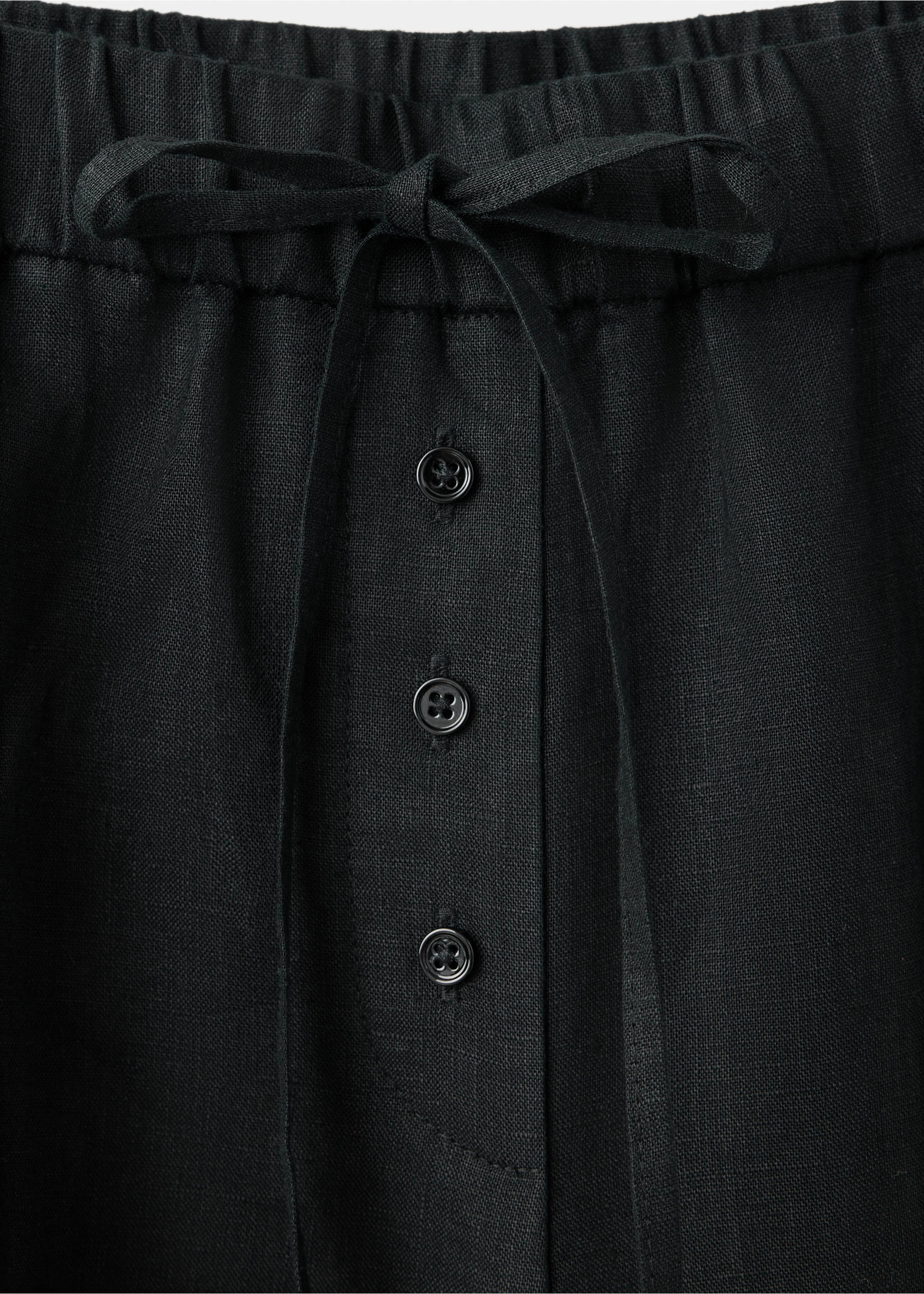 Wide leg linen trousers - Details of the article 8, Black. Ref: 37061437-00.