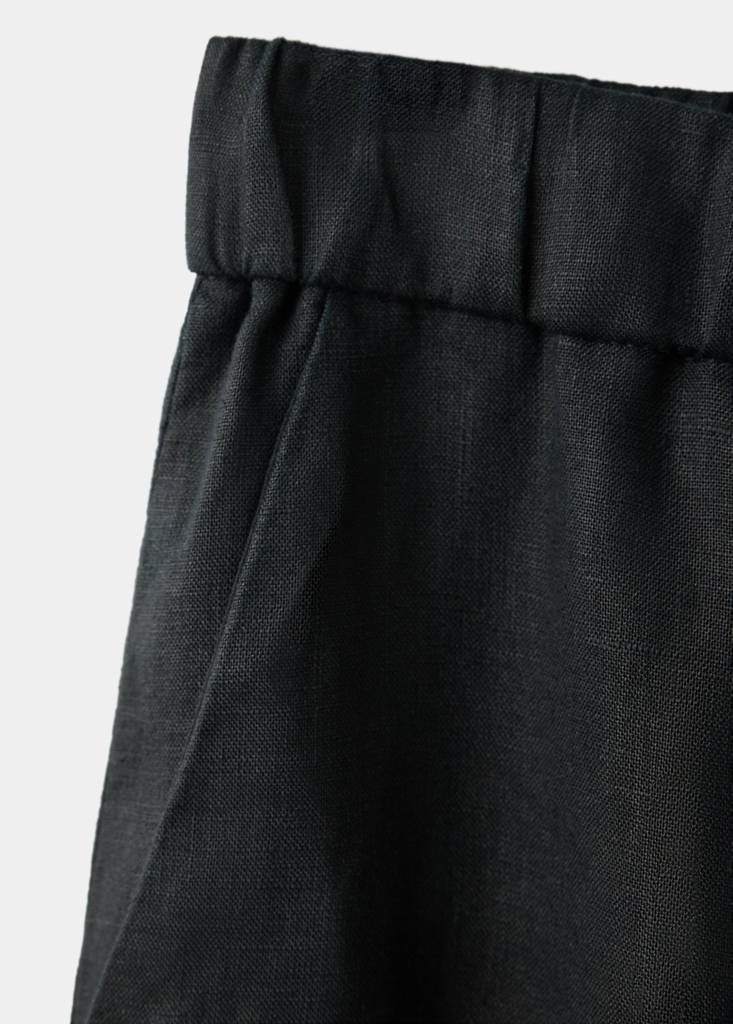 Linen wide-leg trousers — Black