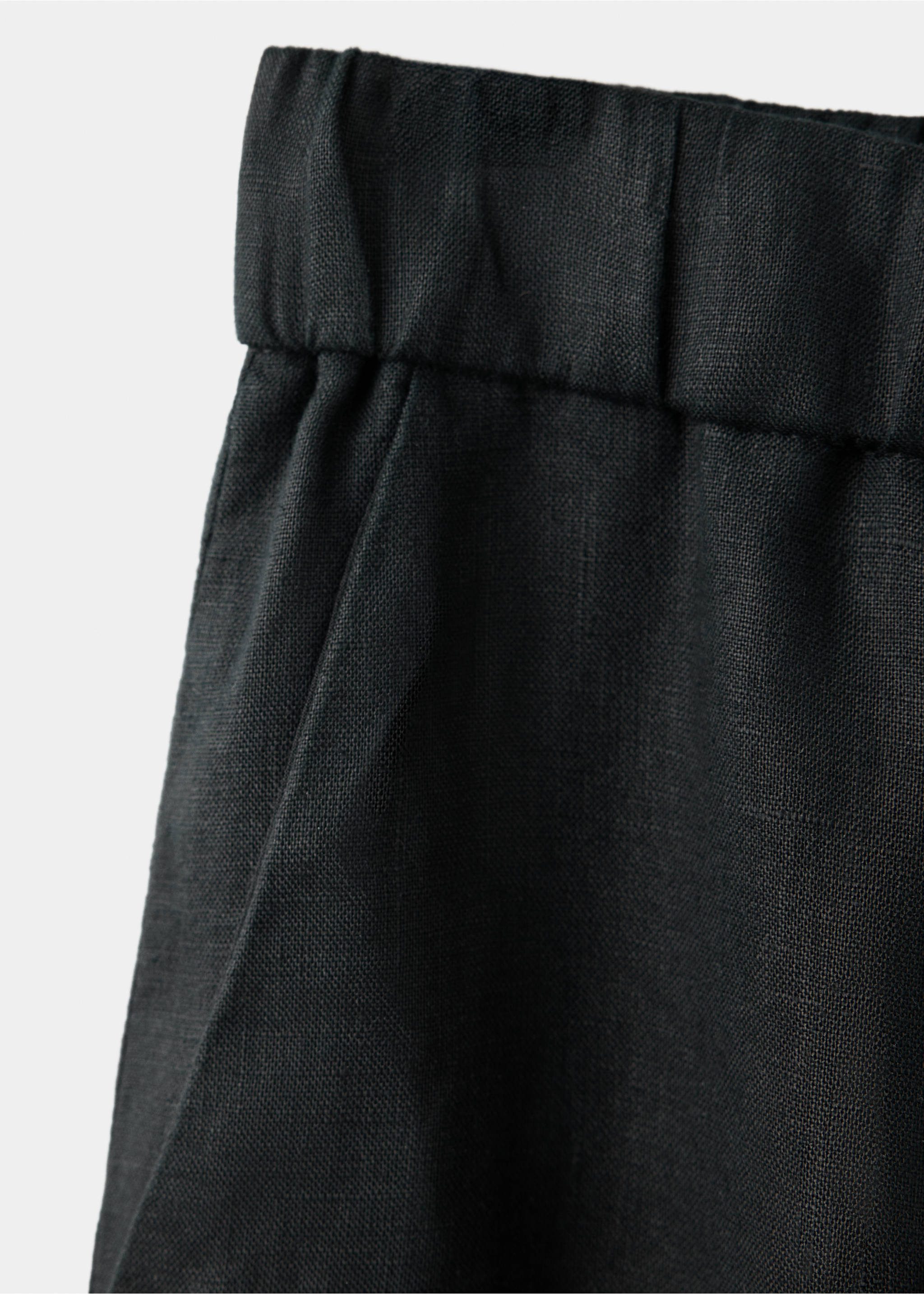 Wide leg linen trousers - Details of the article 0, Black. Ref: 37061437-00.