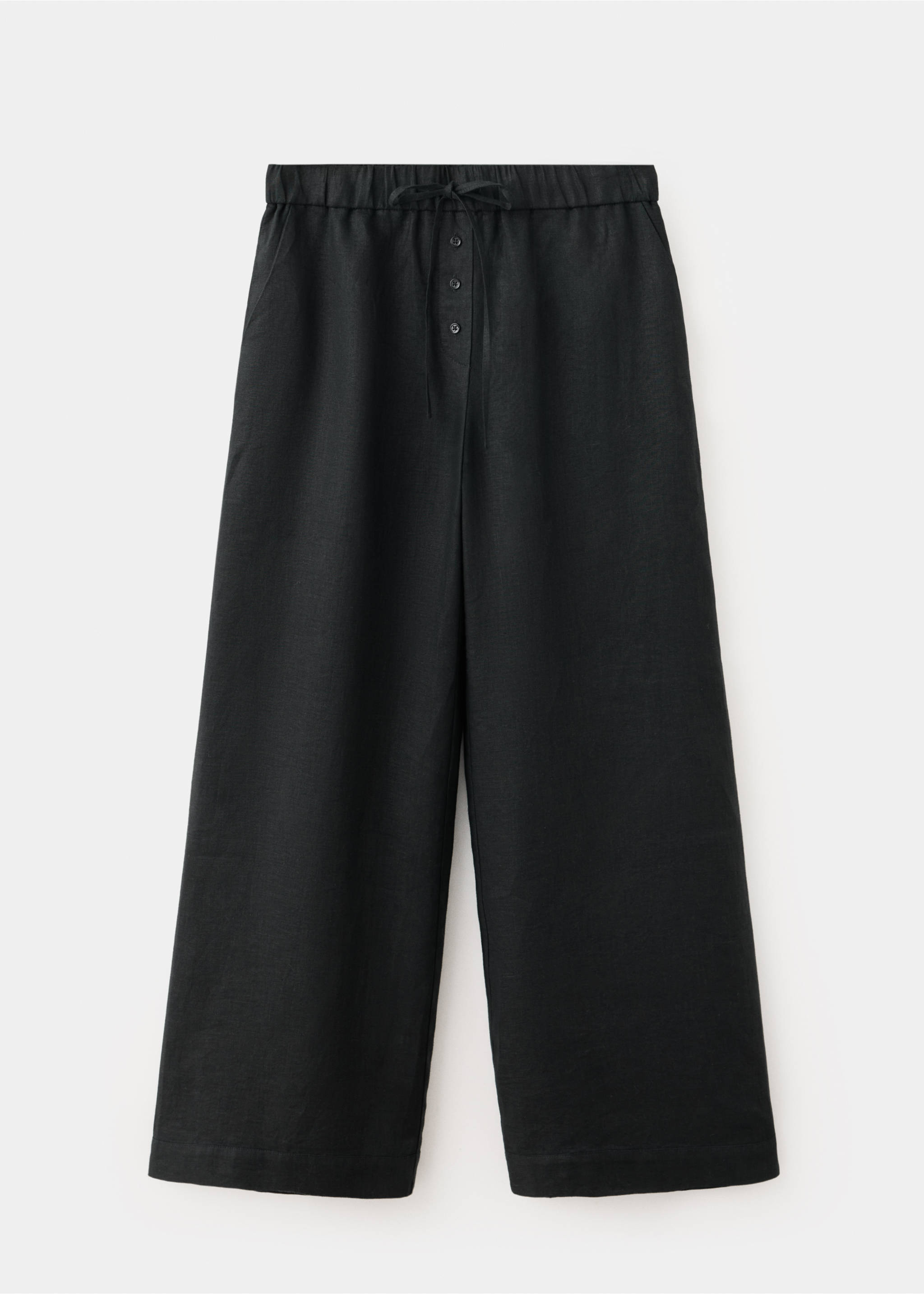 Wide leg linen trousers - Article without model, Black. Ref: 37061437-00.