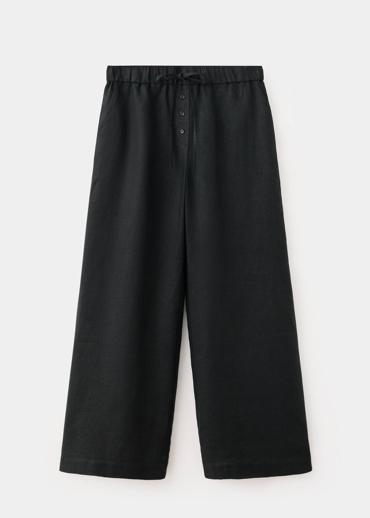 Linen wide-leg trousers — Black