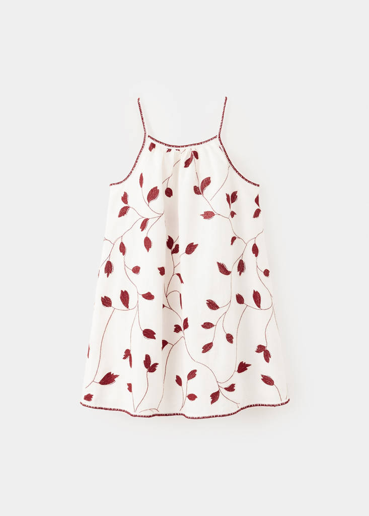 Floral embroidery dress — Ecru