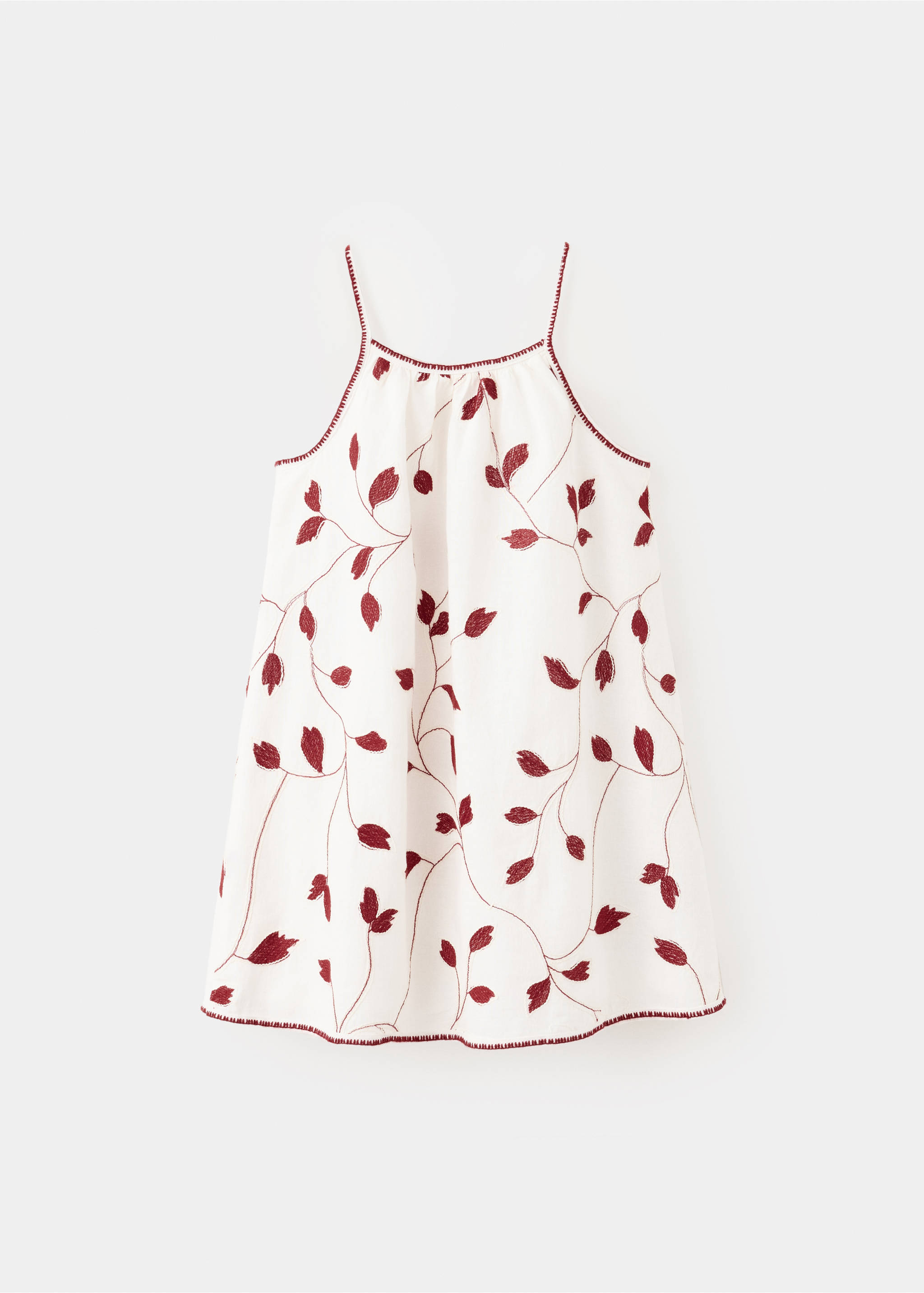 Floral embroidery dress - Reverse of the article, Ecru. Ref: 37061438-00.