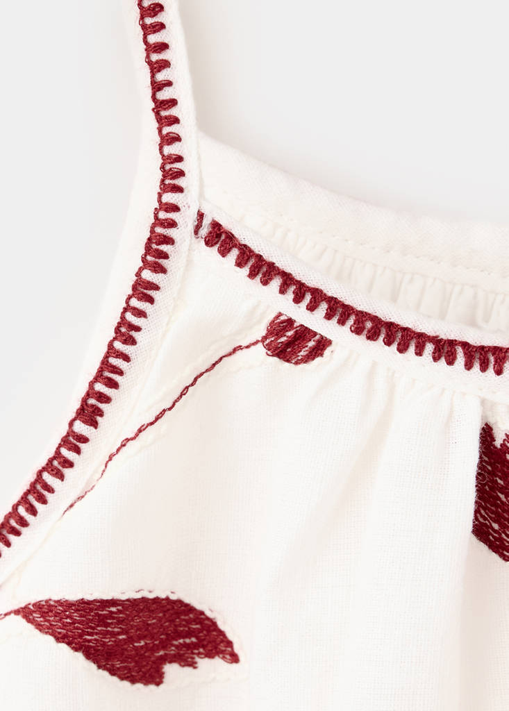 Floral embroidery dress — Ecru