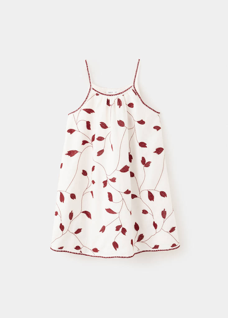 Floral embroidery dress — Ecru