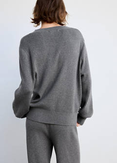V-neck jumper, 100% cotton, soft touch — Grey 3
