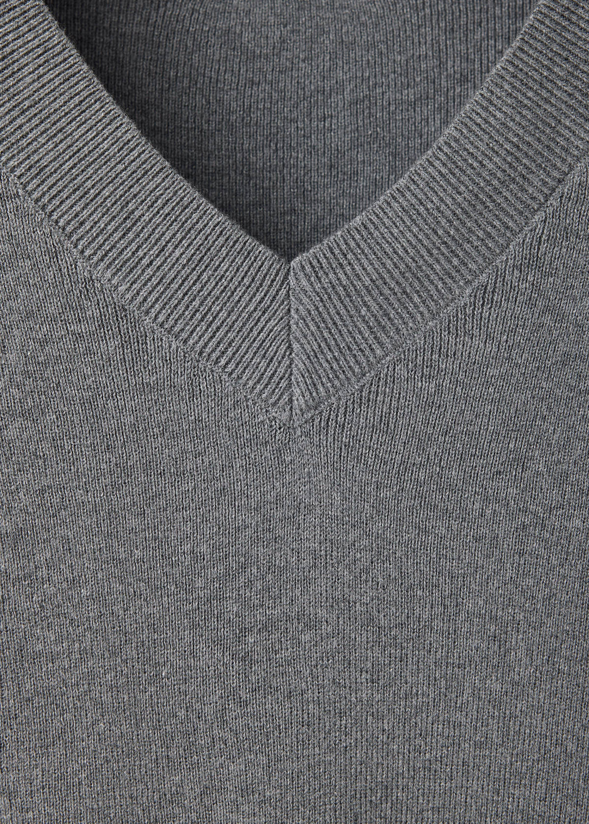 V-neck jumper, 100% cotton, soft touch — Grey