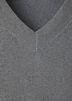 V-neck jumper, 100% cotton, soft touch — Grey 6