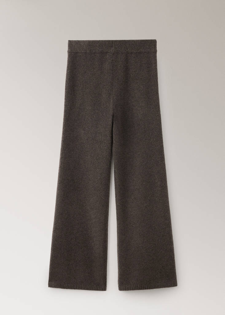 Wide-leg jersey pyjama trousers — Chocolate