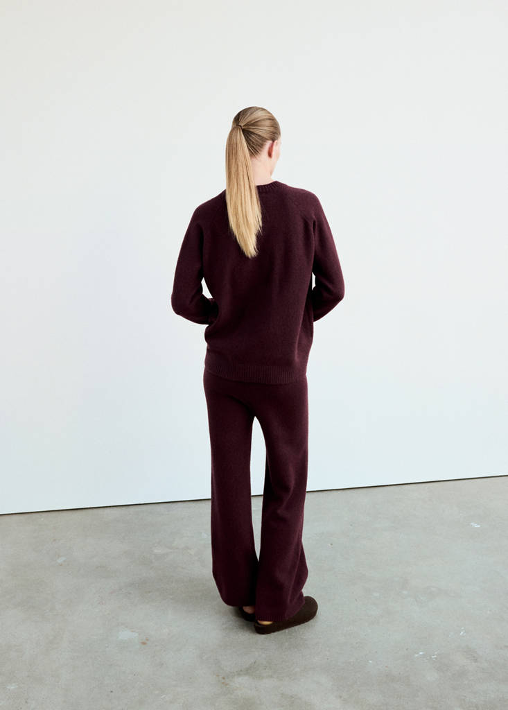 Wide-leg jersey pyjama trousers — Burgundy