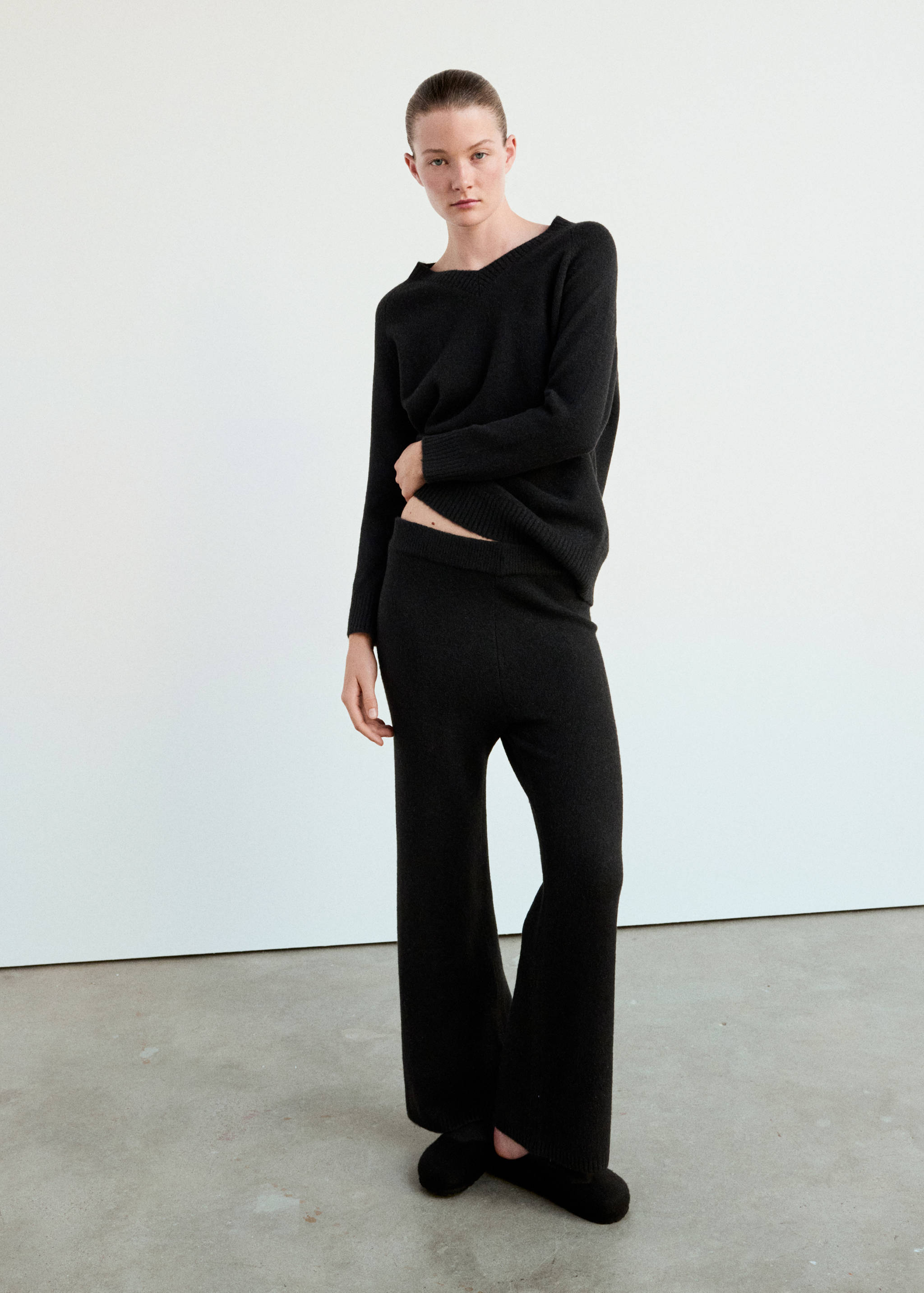 Calças de pijama de malha wide leg - Plano geral