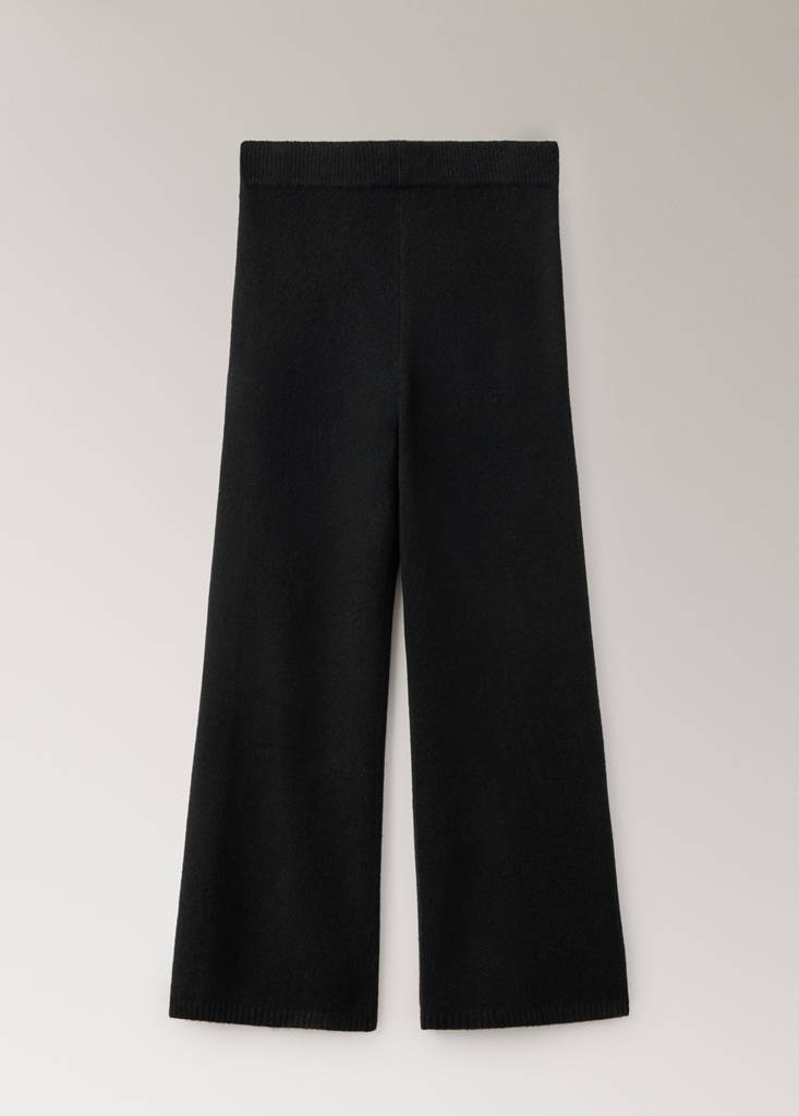 Wide-leg jersey pyjama trousers — Black