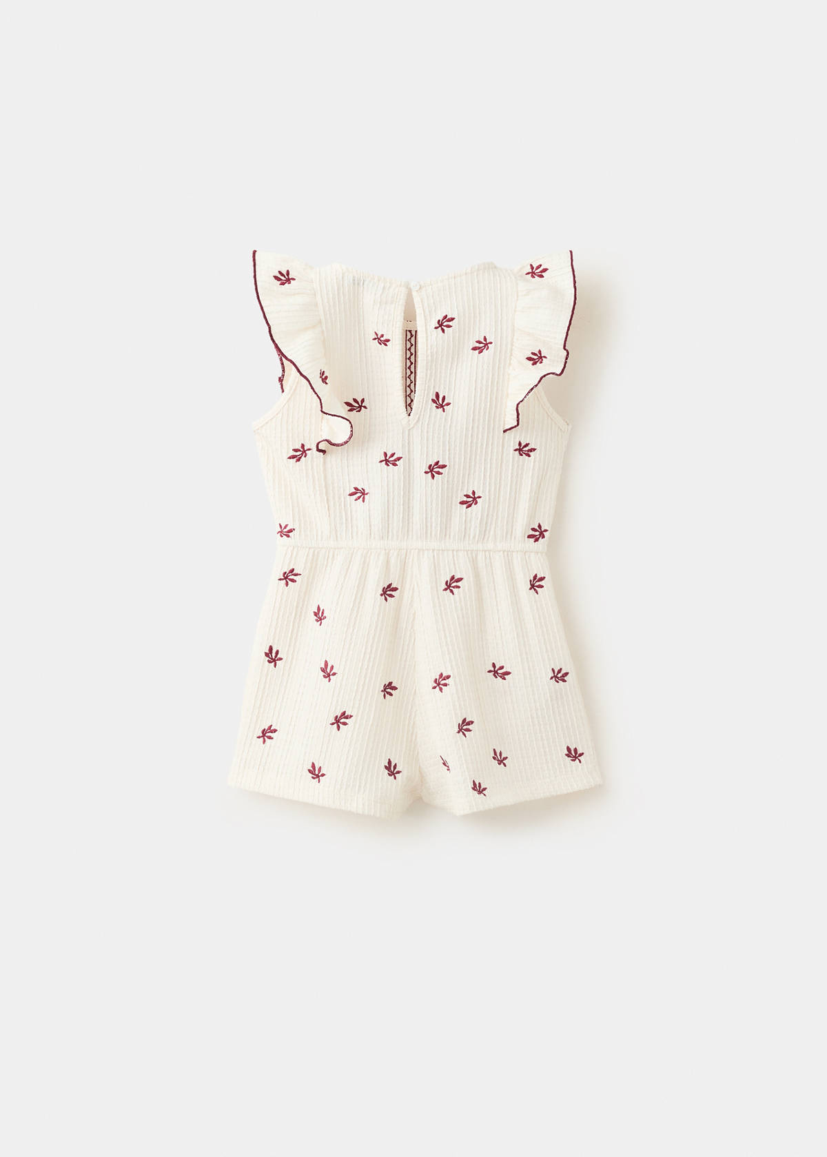 Embroidered details jumpsuit — Ecru