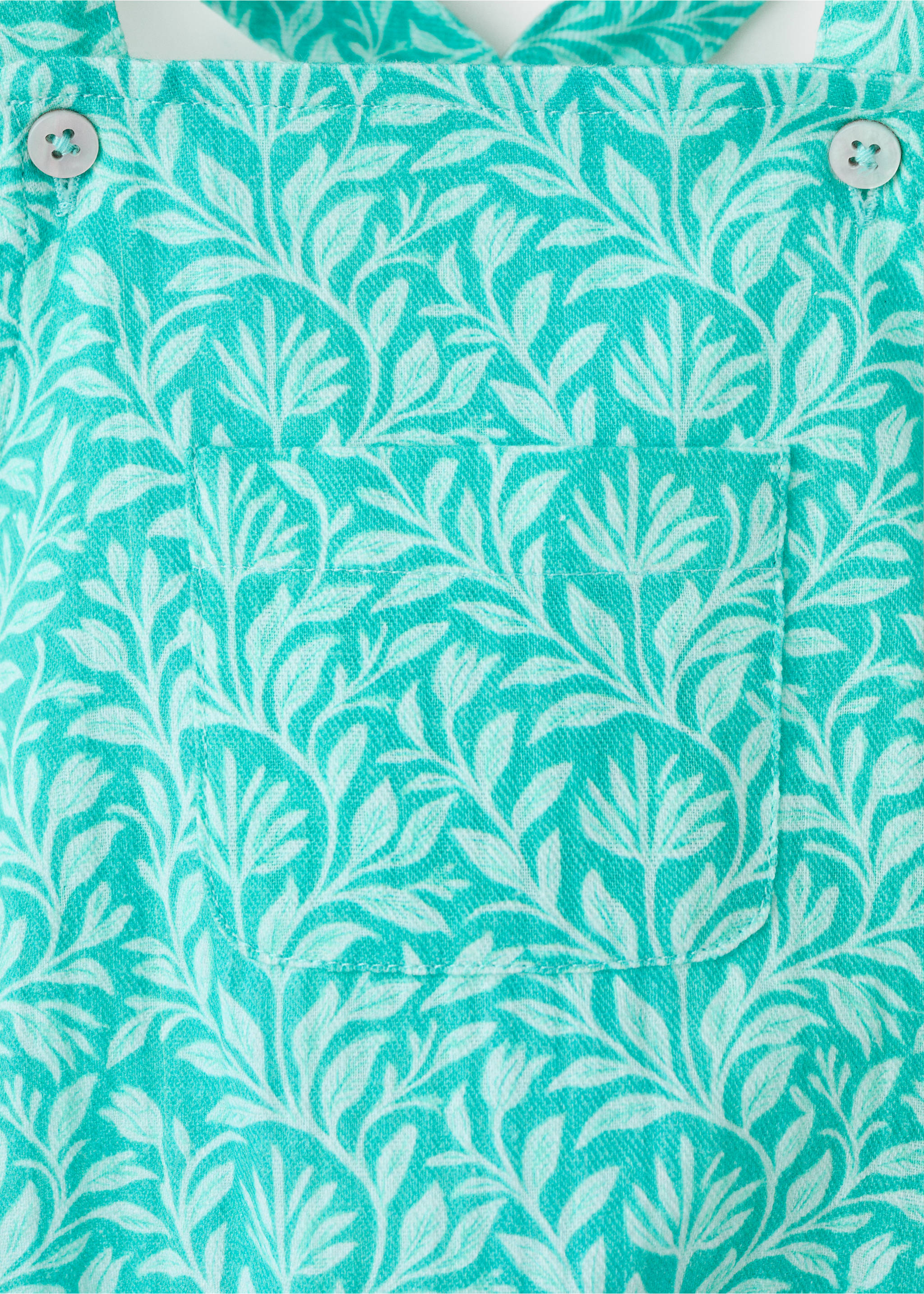 100% cotton printed romper - Details of the article 8, Aqua Green. Ref: 37061444-00.