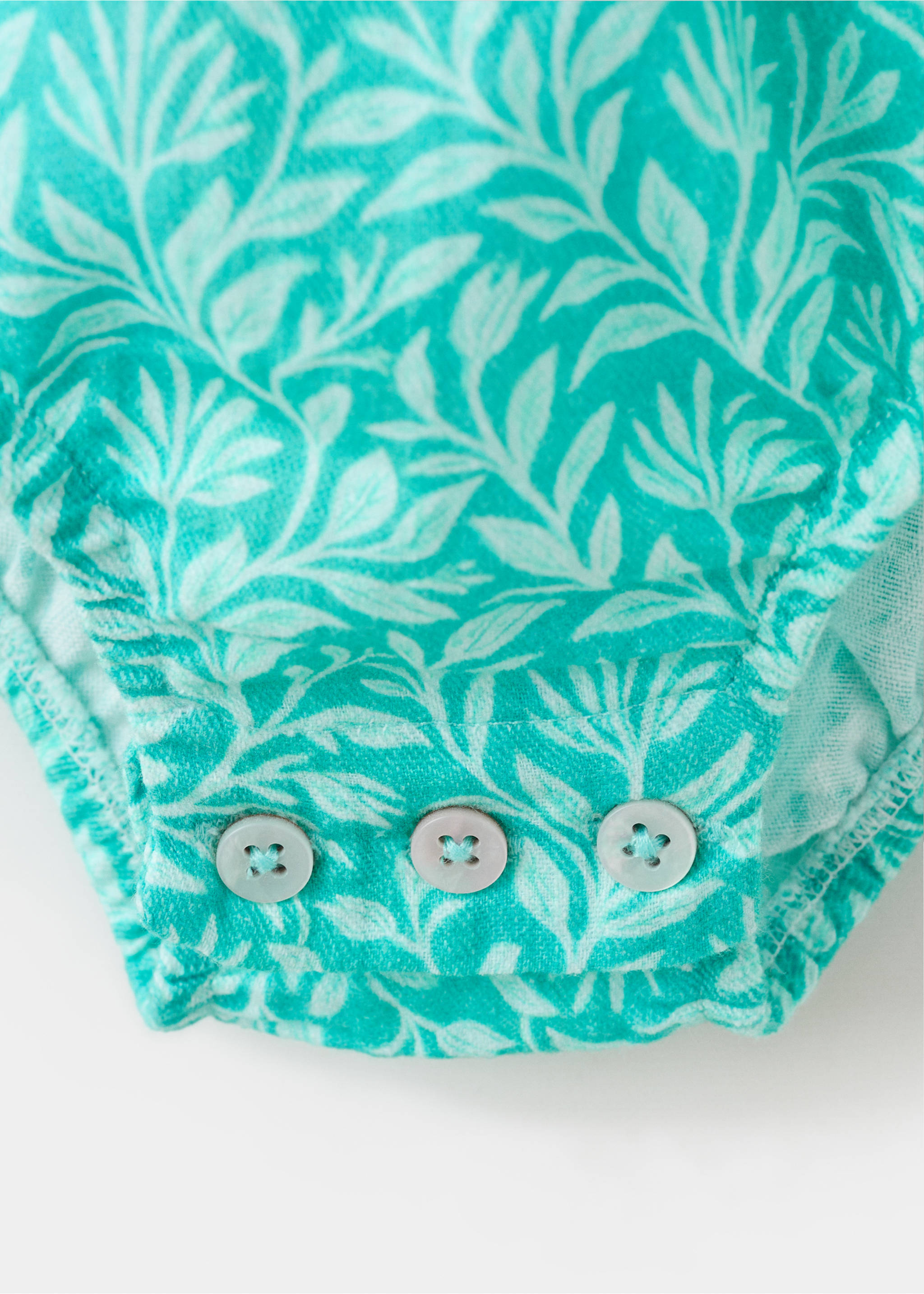 100% cotton printed romper - Details of the article 0, Aqua Green. Ref: 37061444-00.