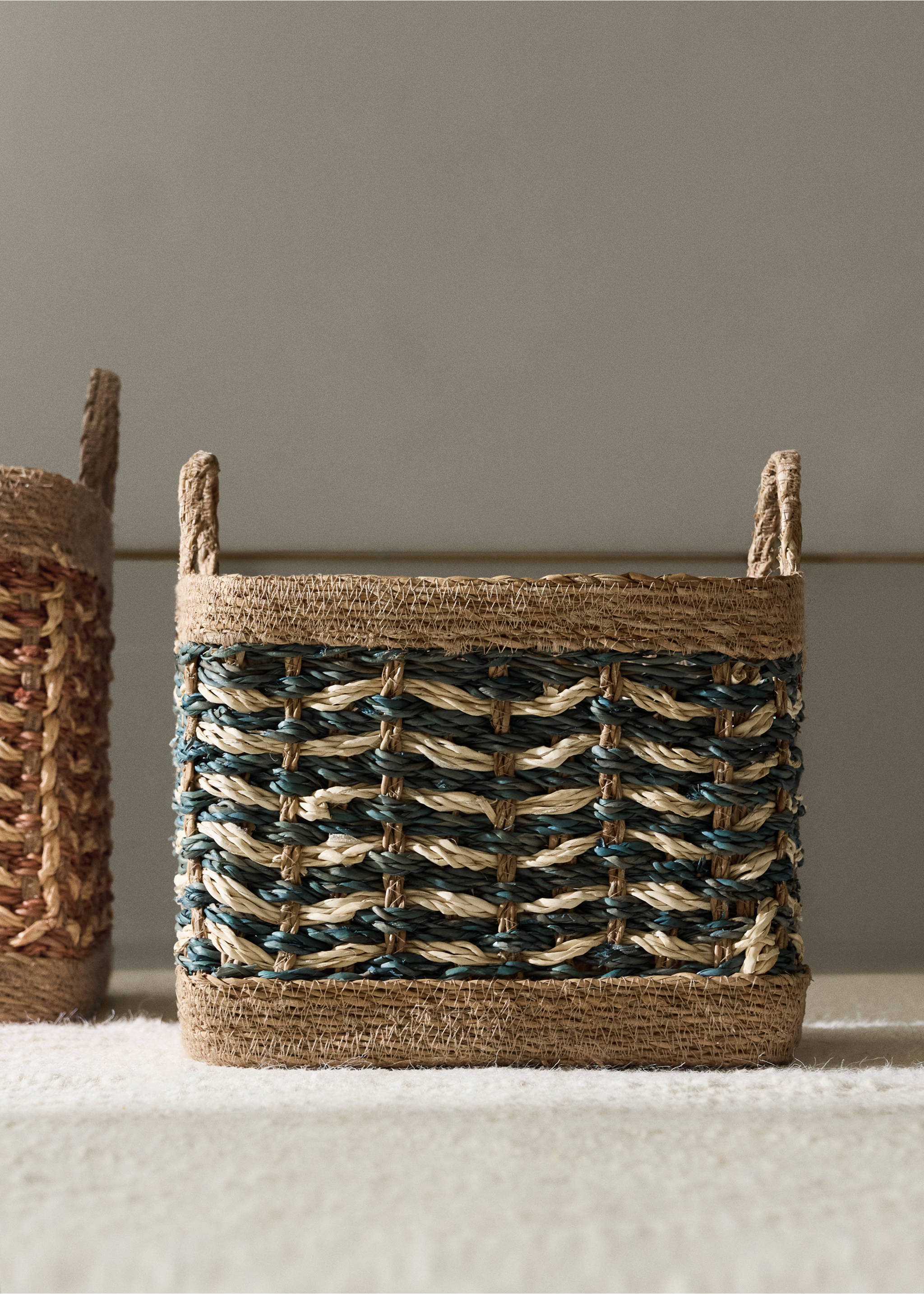 Medium braided border basket - General plane, Blue. Ref: 37061445-00.