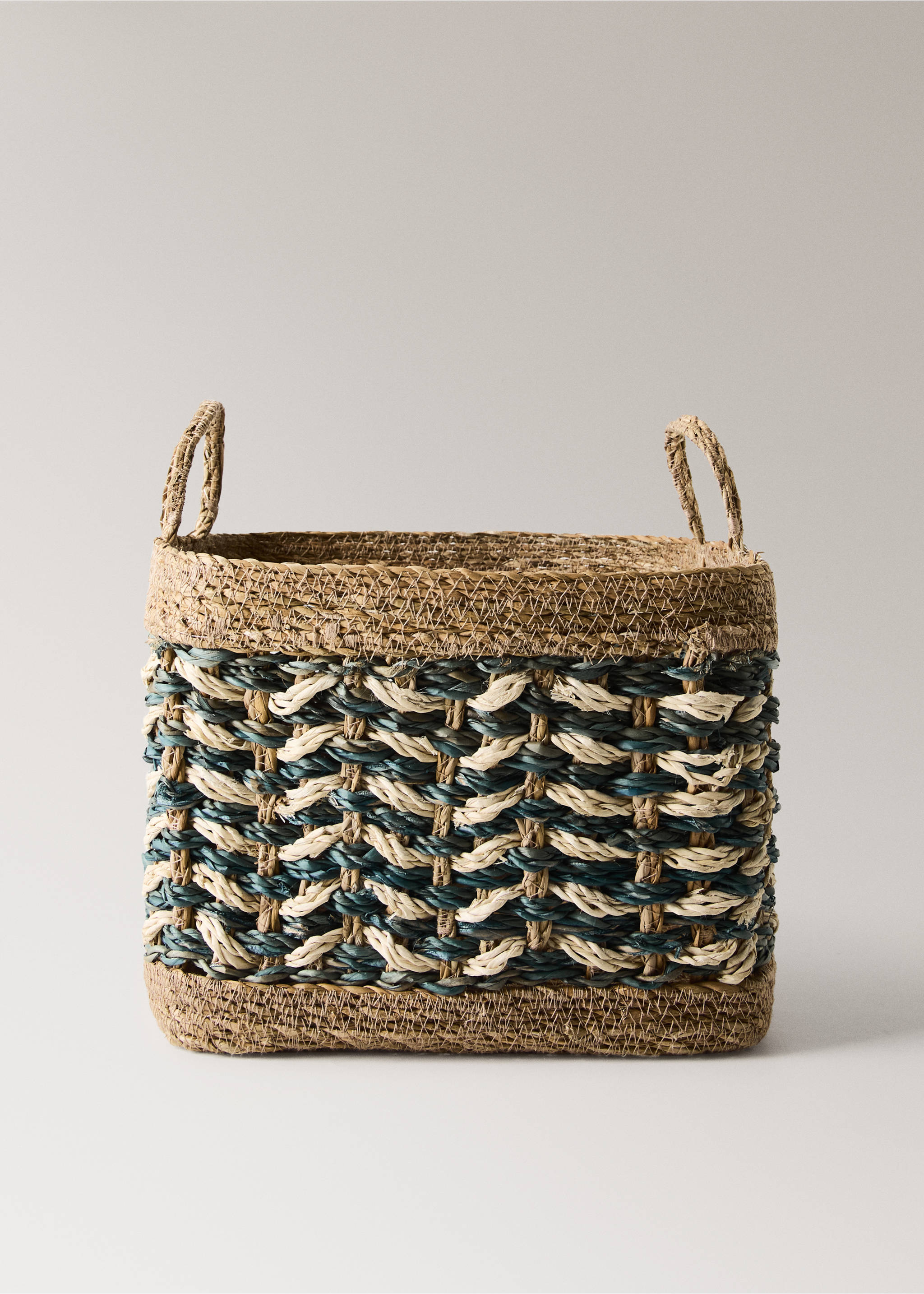 Medium braided border basket - Article without model, Blue. Ref: 37061445-00.