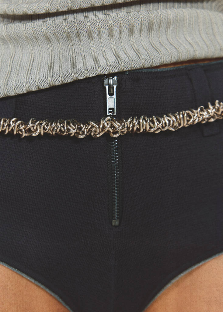 Ribbed trim mini shorts — Dark Blue