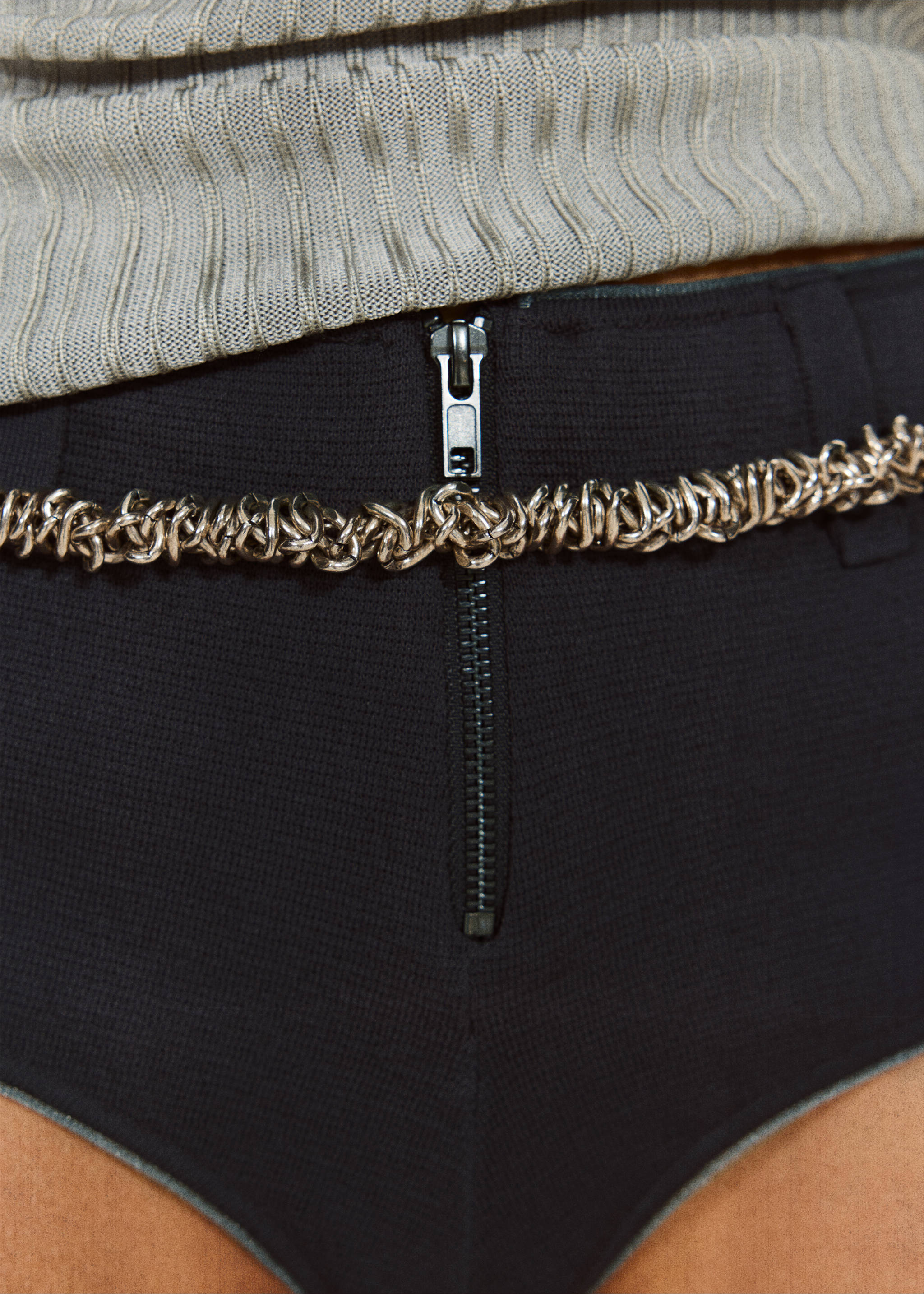 Contrast trim mini shorts - Details of the article 3, Dark Blue. Ref: 37061446-00.