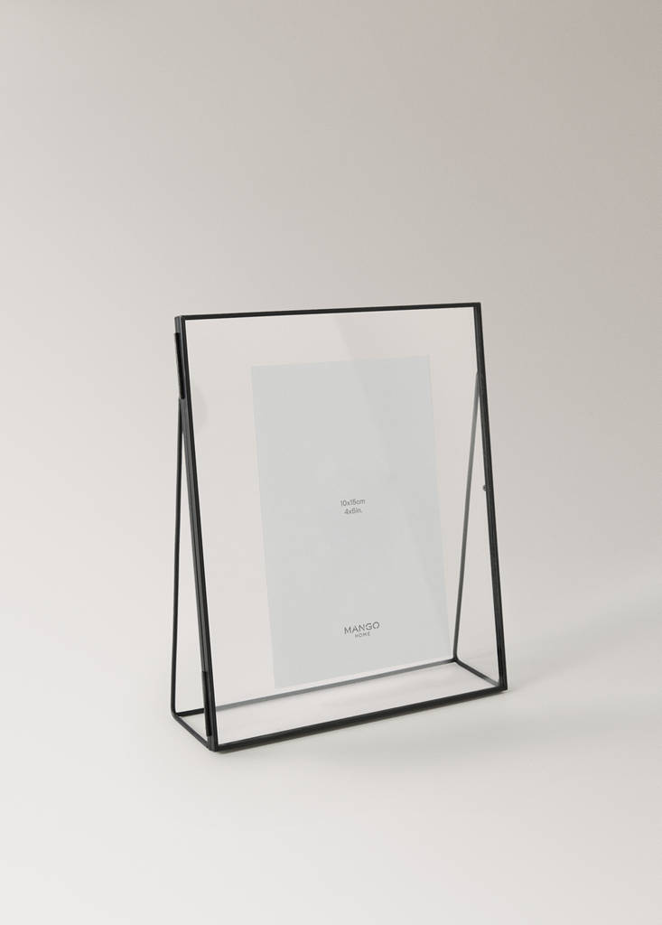 Medium photo frame with metal border — Black