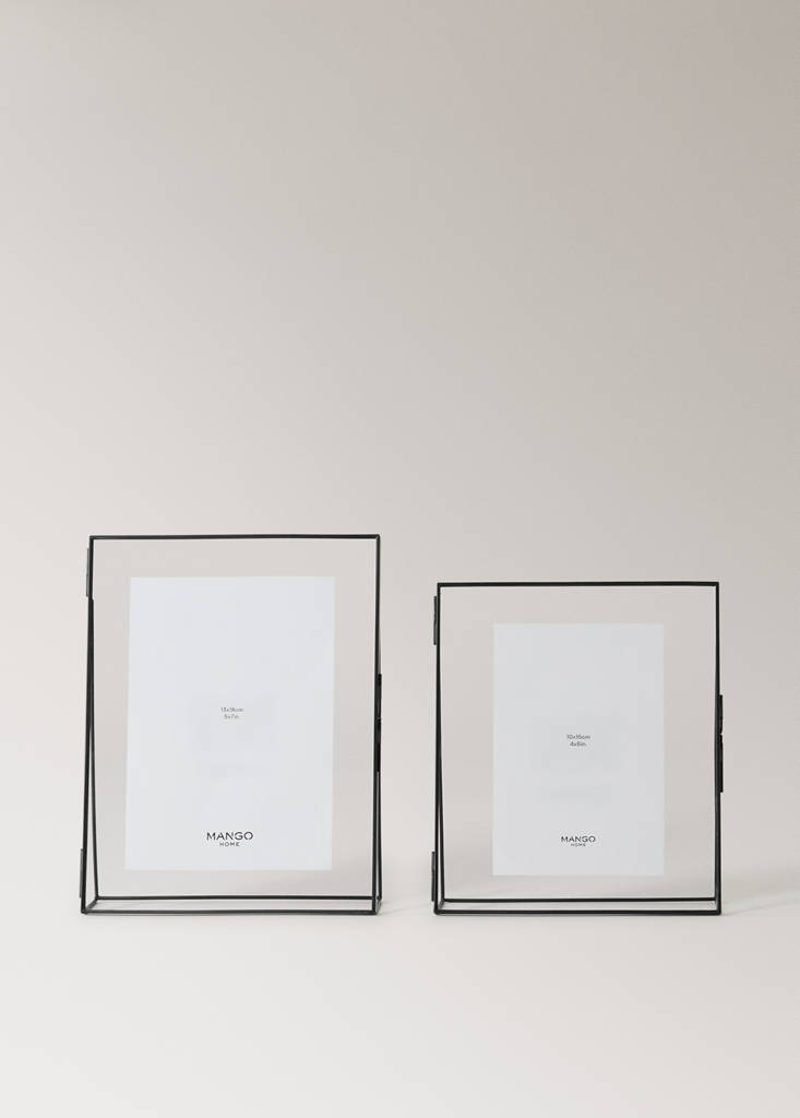 Medium photo frame with metal border — Black