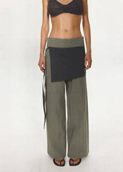 Tie-waist overlay trousers — Grey 1
