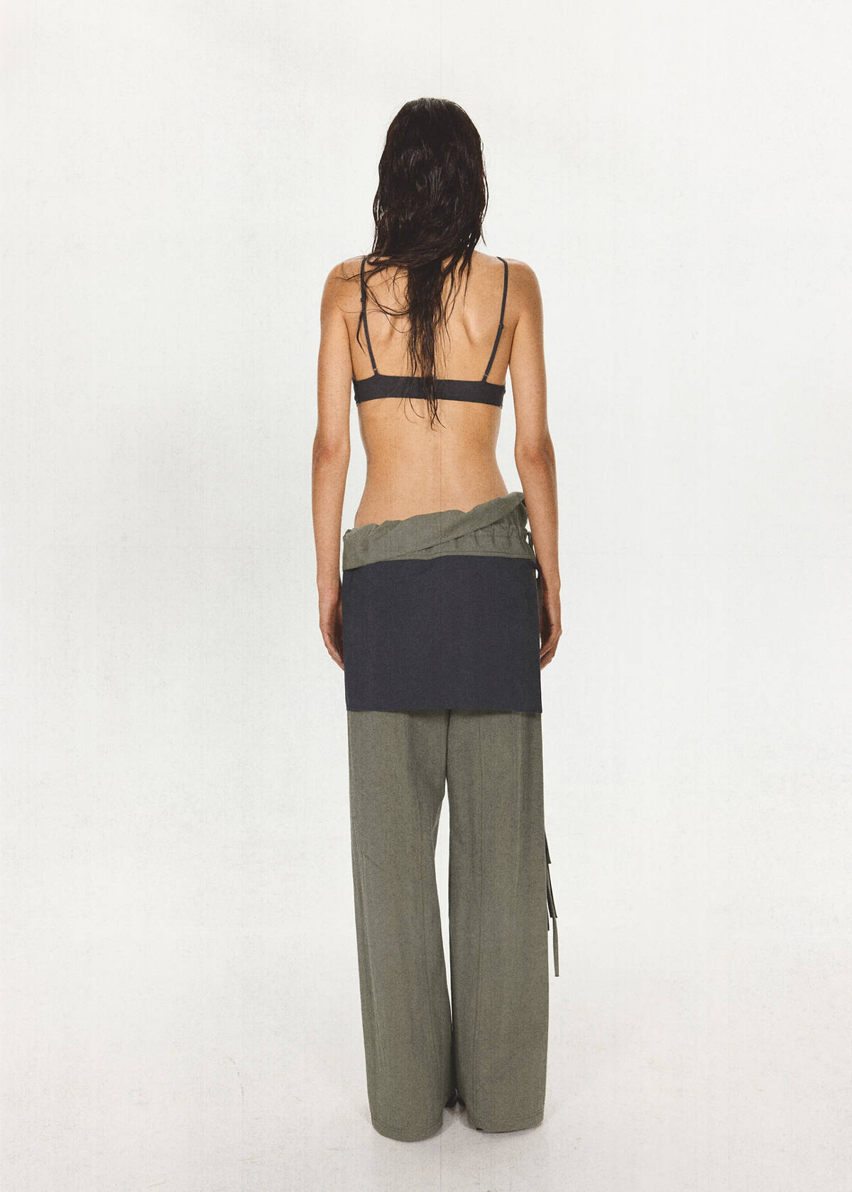 Tie-waist overlay trousers — Grey